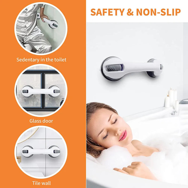 New Shower Handle Grab Bars Ultra Grip Dual Locking Safety Suction Cups Helping Handle Anti Slip Support for Toilet Bathroom